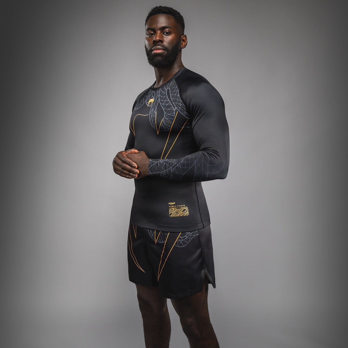 Venum Serpenti Rashguard a manica lunga – Nero/Argento/Oro