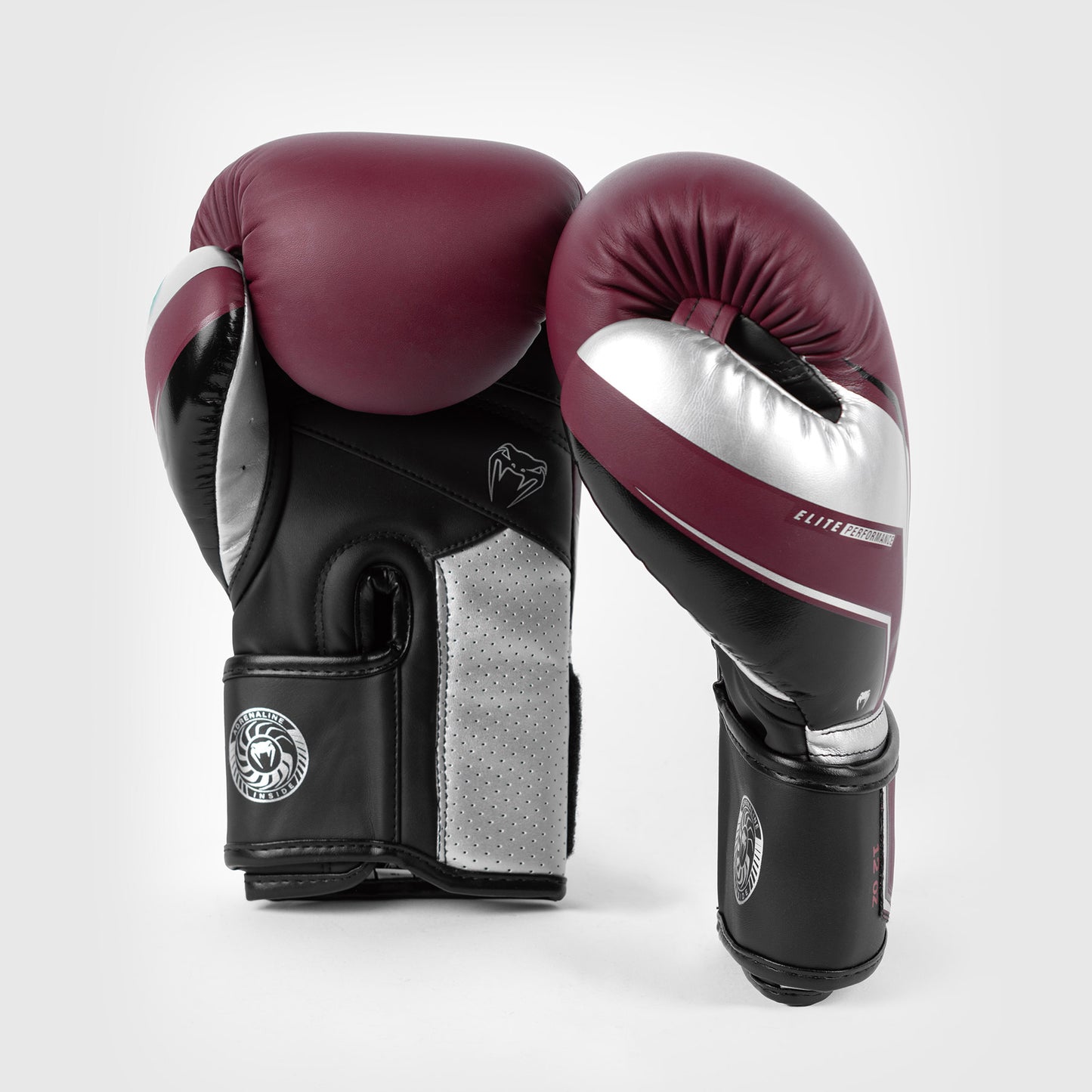 Venum Elite Evo Guanti da Boxe - Borgogna/Argento