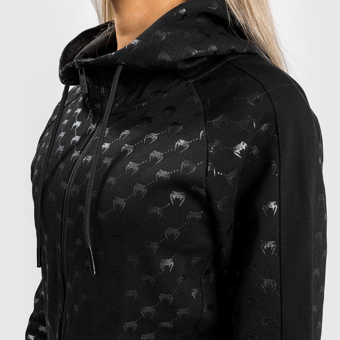 Felpa con cappuccio e zip Monogram Venum – Nero/Oro Rosa