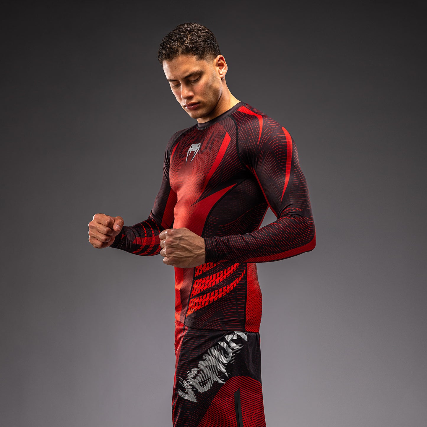 Venum Galactic 3.0 Rashguard a Maniche Lunghe - Rosso/Argento
