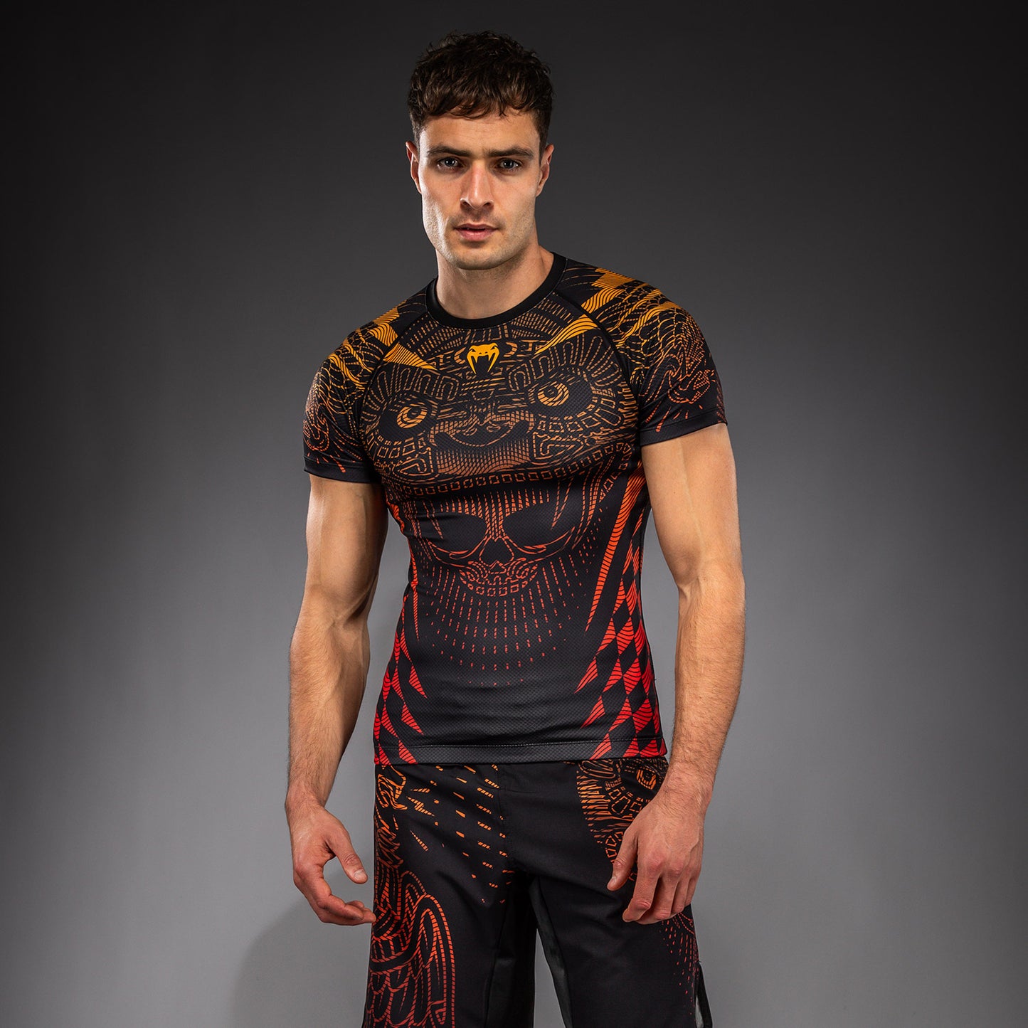 Venum Quetzal Fury Rashguard a Maniche Corte - Nero/Rosso Fury/Arancione