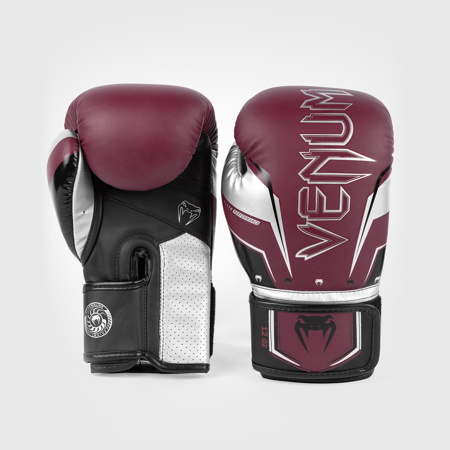 Venum Elite Evo Guanti da Boxe - Borgogna/Argento