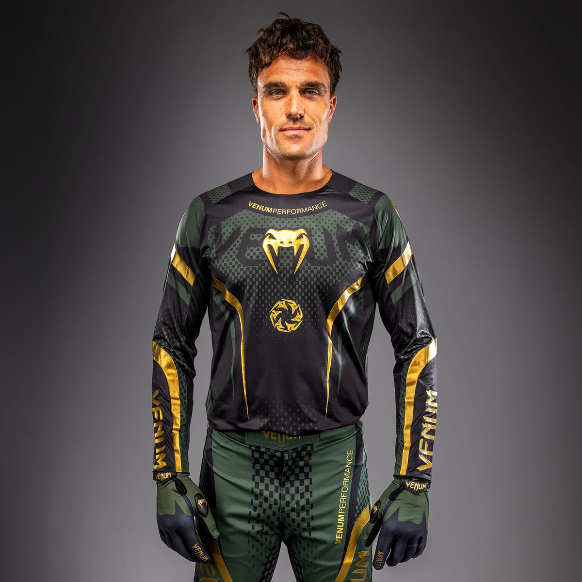 Venum MX Challenger Maglia da Motorsports - Nero/Verde/Oro