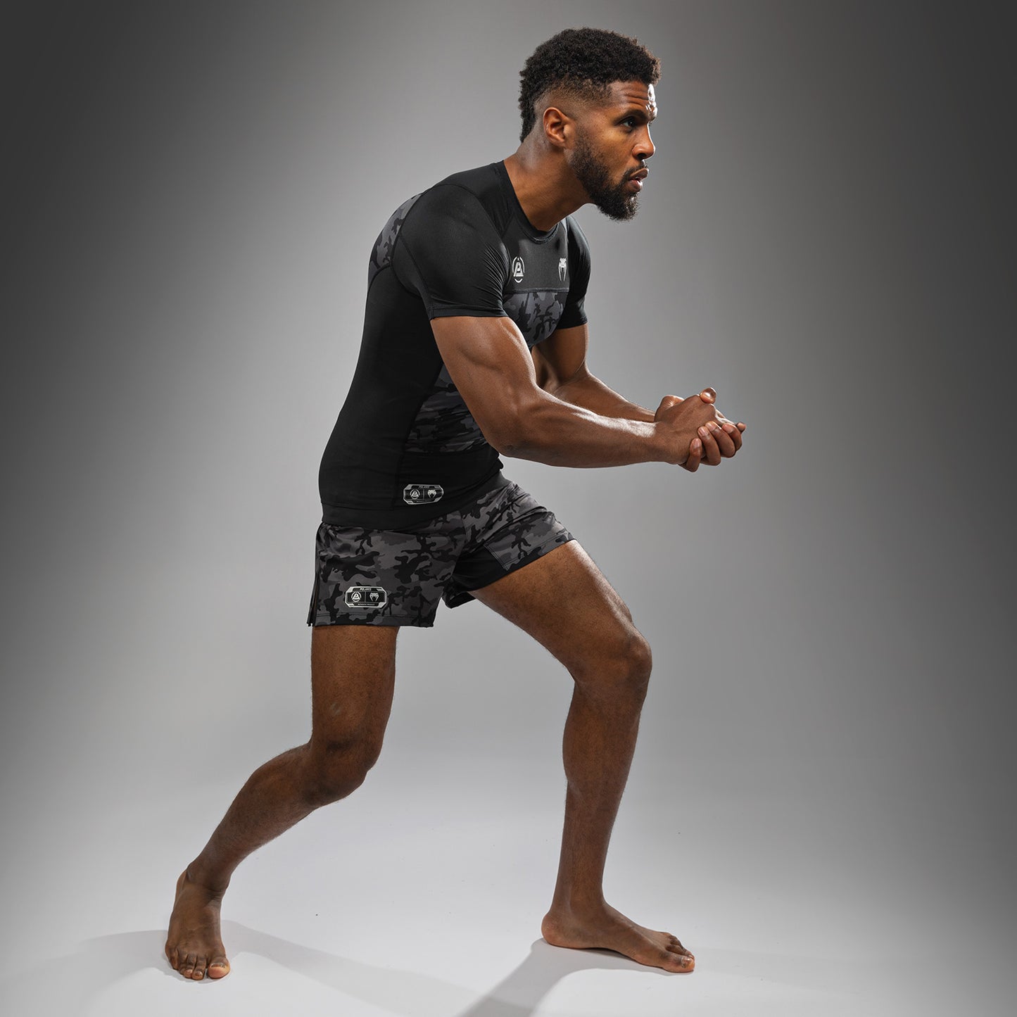 Venum x Polaris Maglia a Maniche Corte Rashguard - Nero/Grigio Tempesta