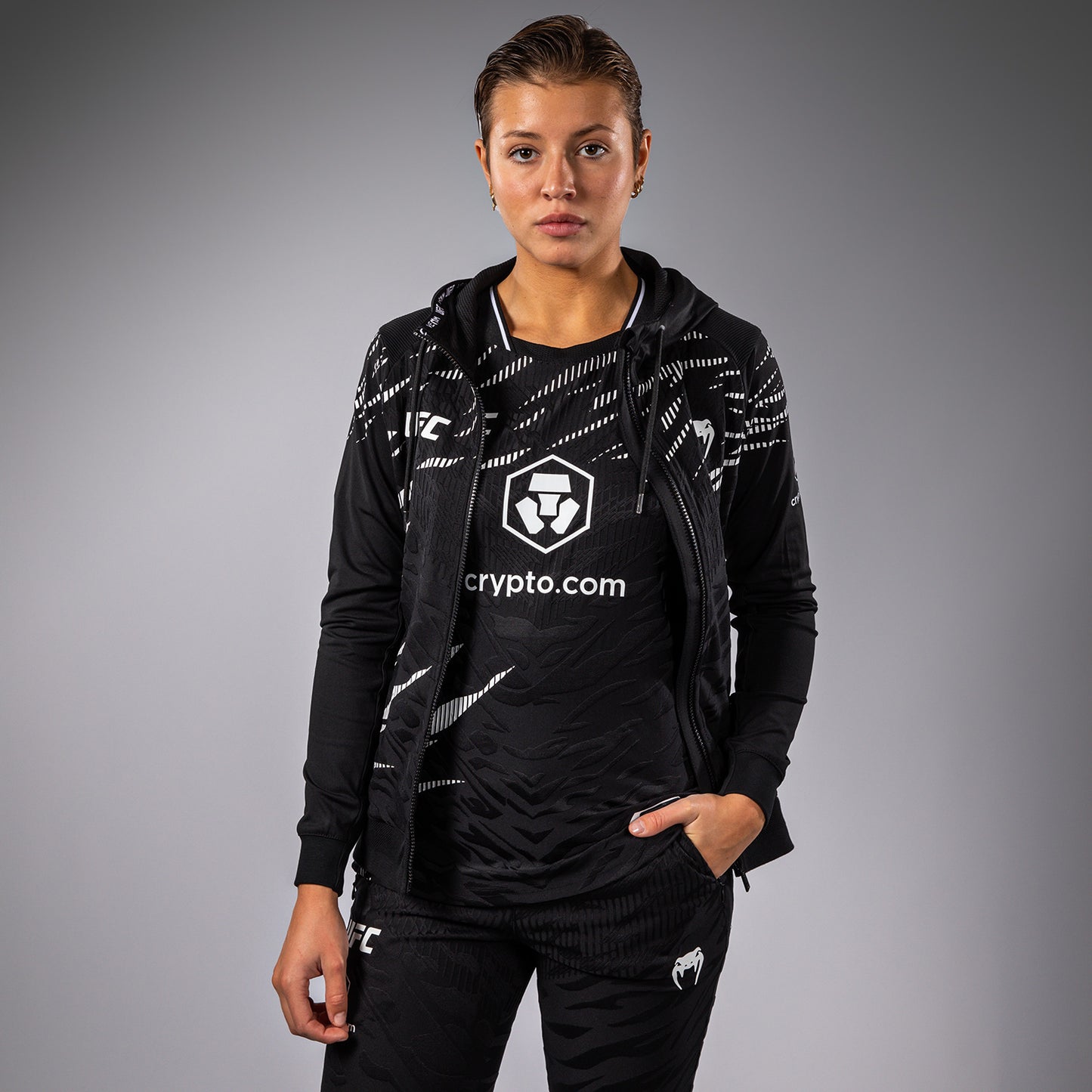 UFC Fusion by Venum Authentic Fight Night Felpa con Cappuccio per Donna - Nero