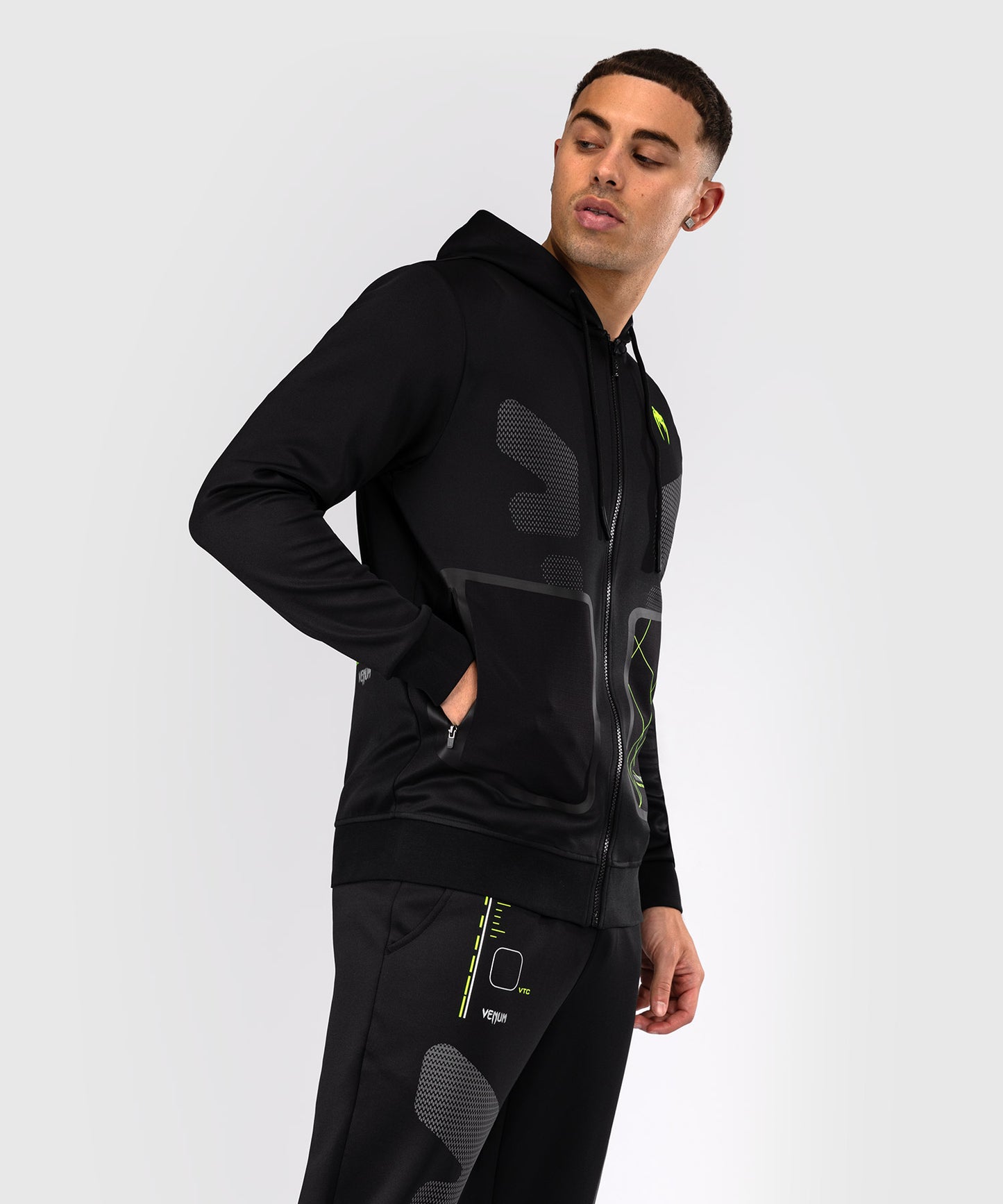 Venum Training Camp 4.0 Felpa con cappuccio con zip intera - Nero/Neo Green