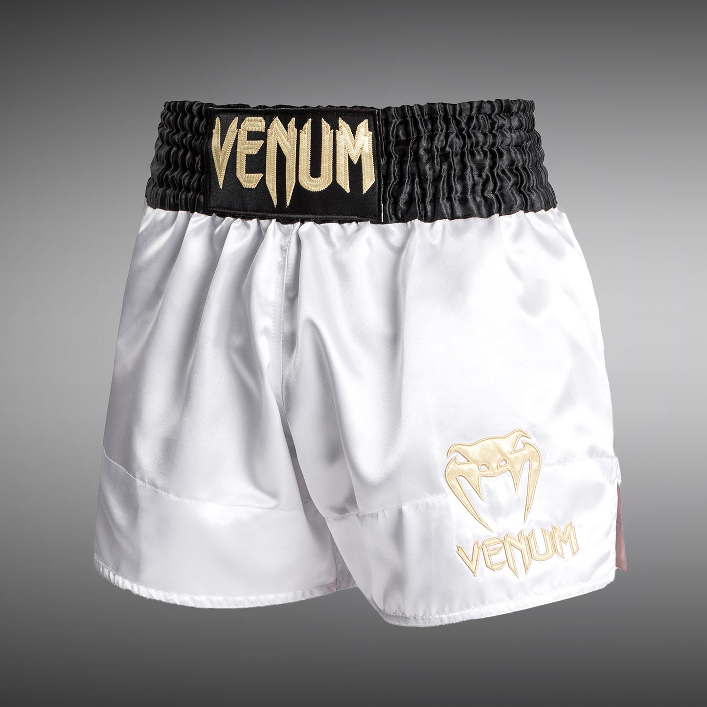 Venum Classic Pantaloncini da Muay Thai - Nero/Bianco/Oro