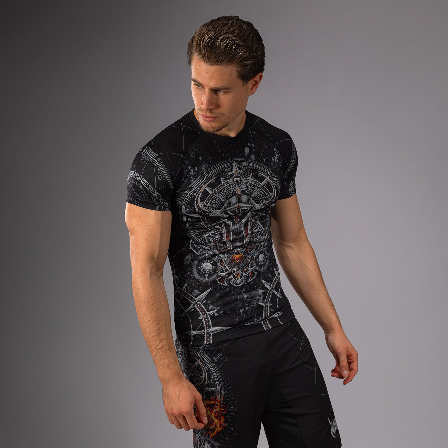 Venum Gladiator 5.0 Rashguard A Maniche Corte - Nero/Argento