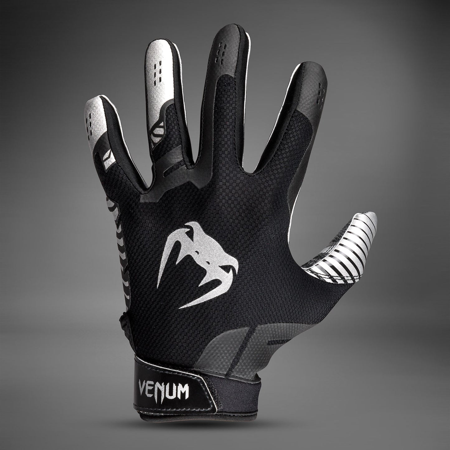 Venum Elite Guanti da Football - Nero/Argento
