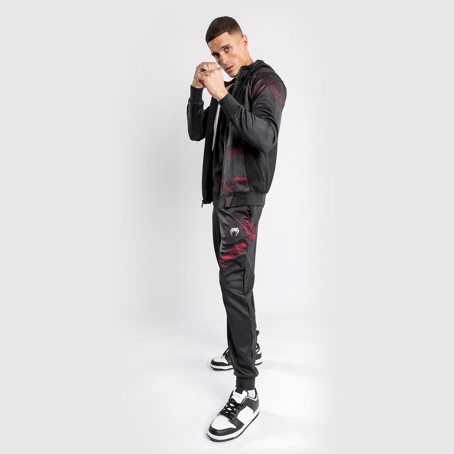 Felpa con zip UFC Venum Authentic Fight Week 2.0 - nero/rosso