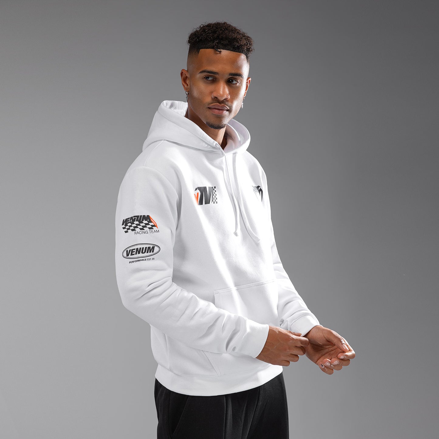 Venum Motorsport Felpa con Cappuccio - Bianco Neve