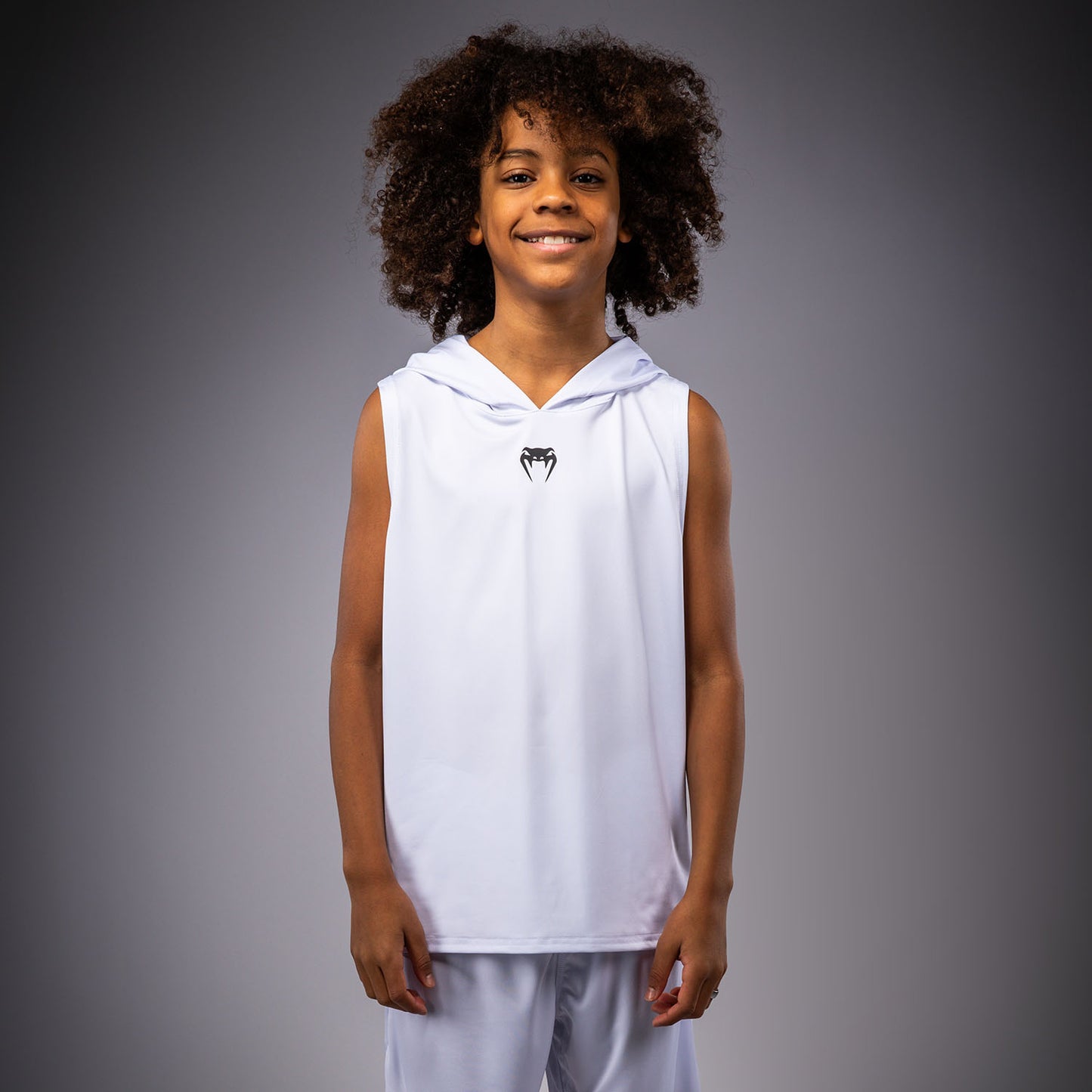 Venum Elite Felpa con Cappuccio Senza Maniche Dry Tech per Bambini - Bianco