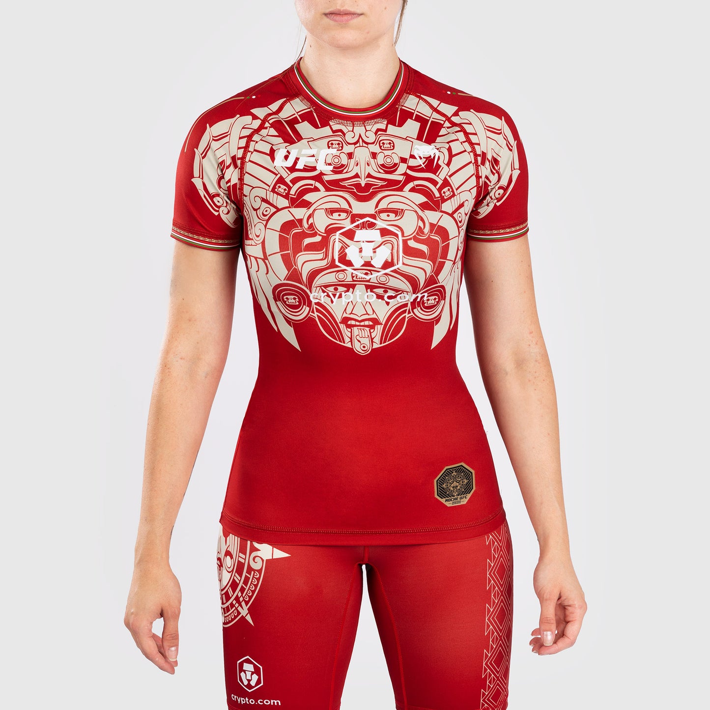 Noche UFC by Venum Authentic Fight Night Rashguard a maniche corte da donna - Rosso