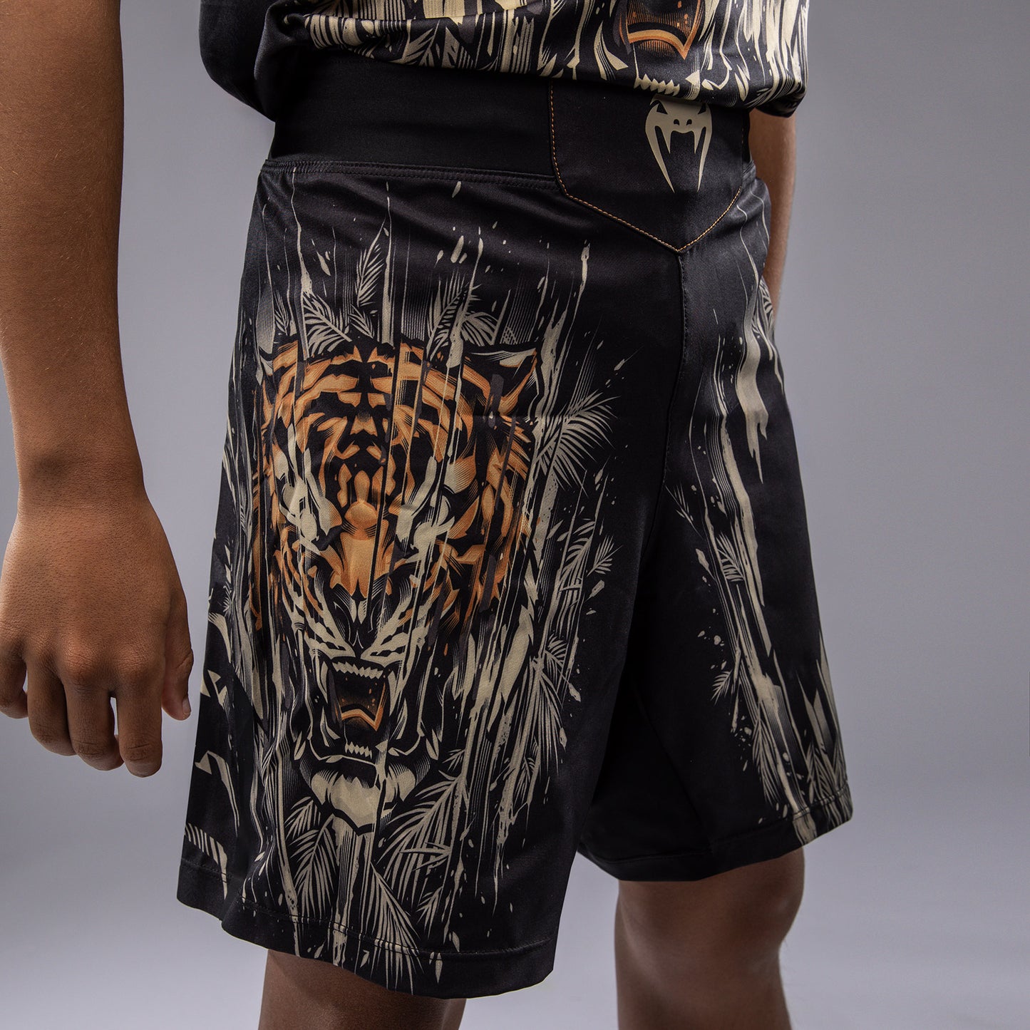 Venum Tiger Pantaloni da Combattimento Bambini - Nero/Arancione Neon