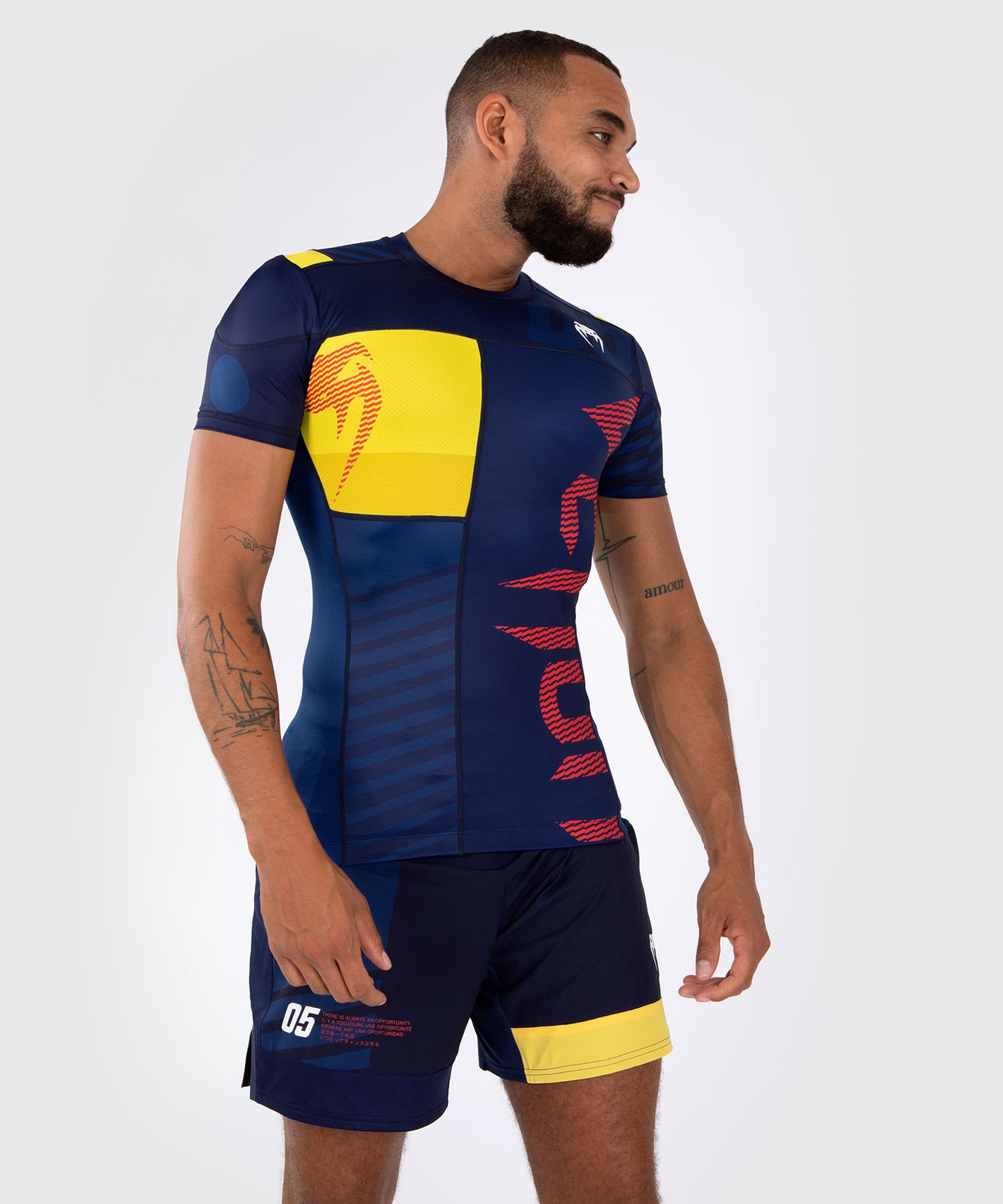 Venum Sport 05 Maglietta a Compressione a Maniche Corte - Blu/Giallo