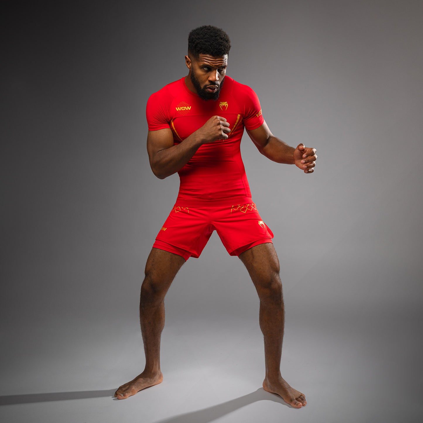 Venum x WOW FC Maglietta a Maniche Corte Rashguard - Fury Red/ Gold