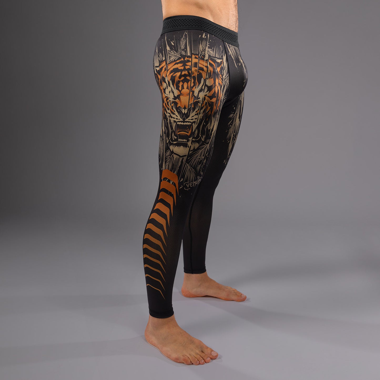 Venum Tiger Pantaloni a compressione Uomo - Nero/Arancione Neon