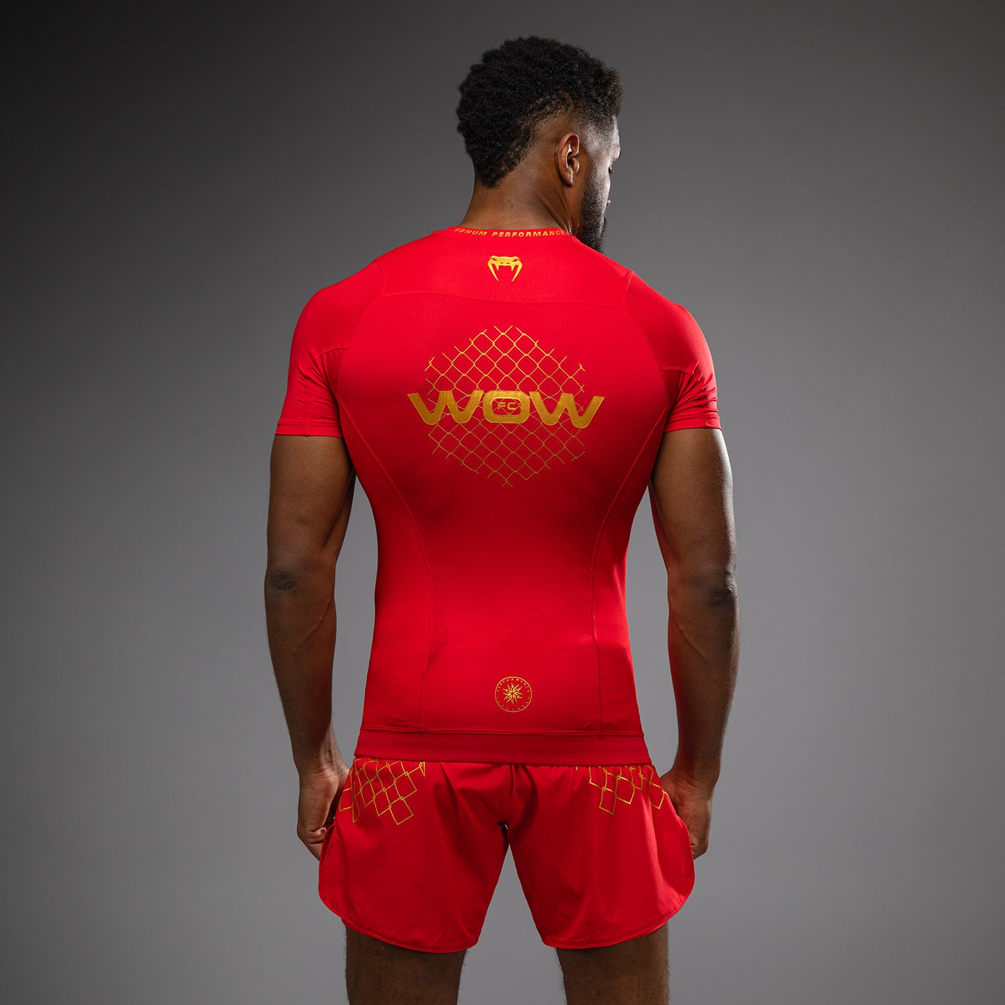 Venum x WOW FC Maglietta a Maniche Corte Rashguard - Fury Red/ Gold