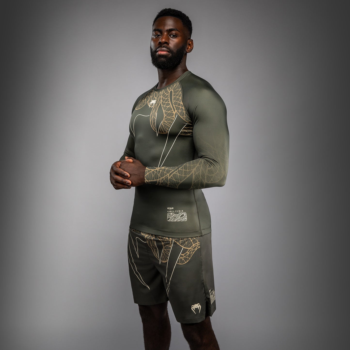 Venum Serpenti Rashguard a maniche lunghe – Kaki/Bronzo/Avorio