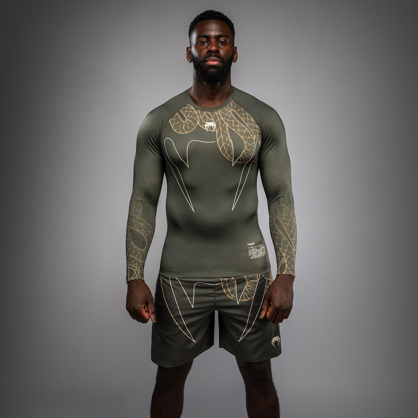 Venum Serpenti Rashguard a maniche lunghe – Kaki/Bronzo/Avorio