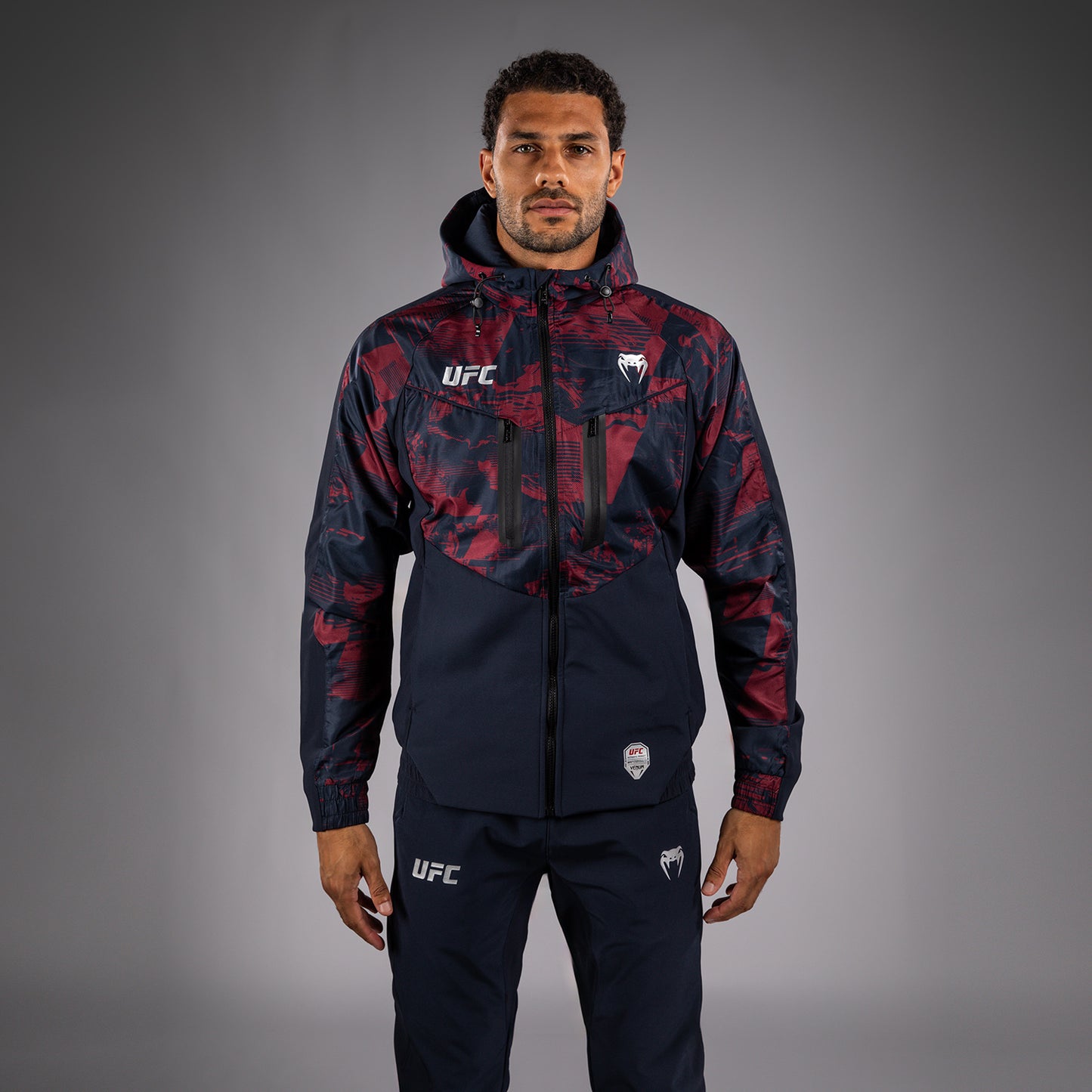UFC Zenith by Venum Authentic Fight Week Felpa con zip Uomo - Blu navy/Bordeaux/Argento