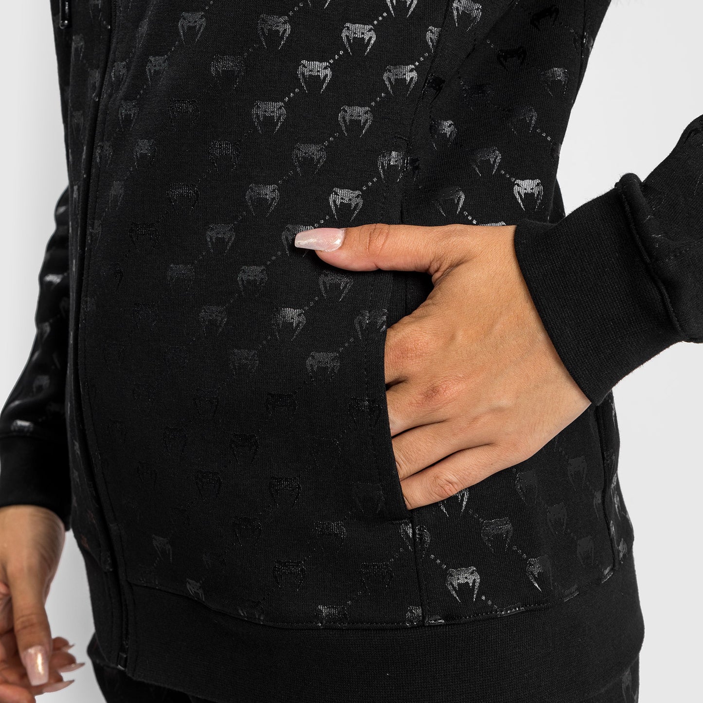 Felpa con cappuccio e zip Monogram Venum – Nero/Oro Rosa
