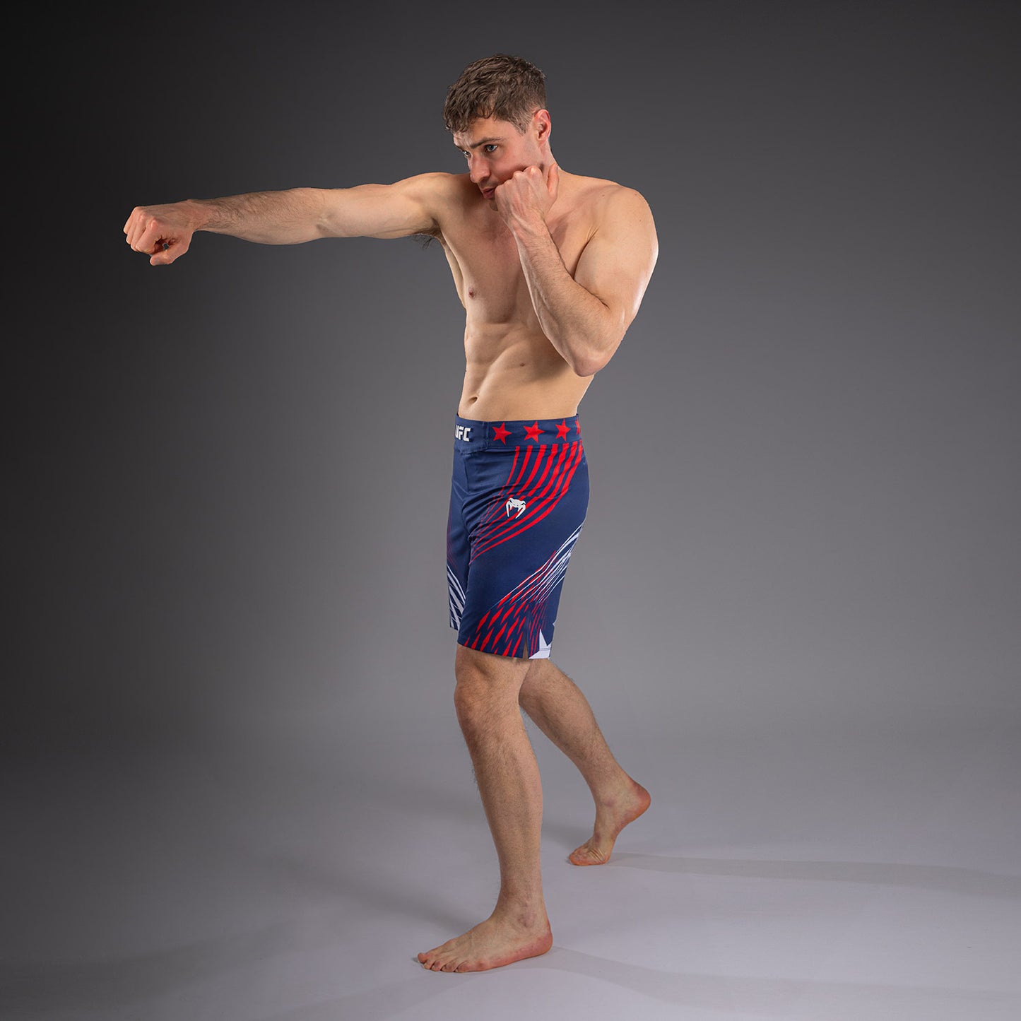 Official UFC Freedom 250 by Venum Personalizzato Authentic Fight Night Pantaloncini da combattimento taglio lungo da uomo - Blu