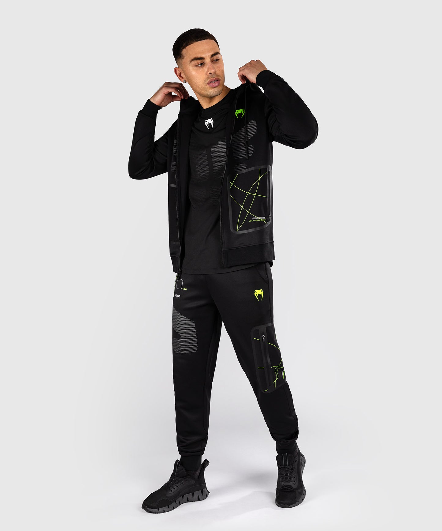 Venum Training Camp 4.0 Felpa con cappuccio con zip intera - Nero/Neo Green