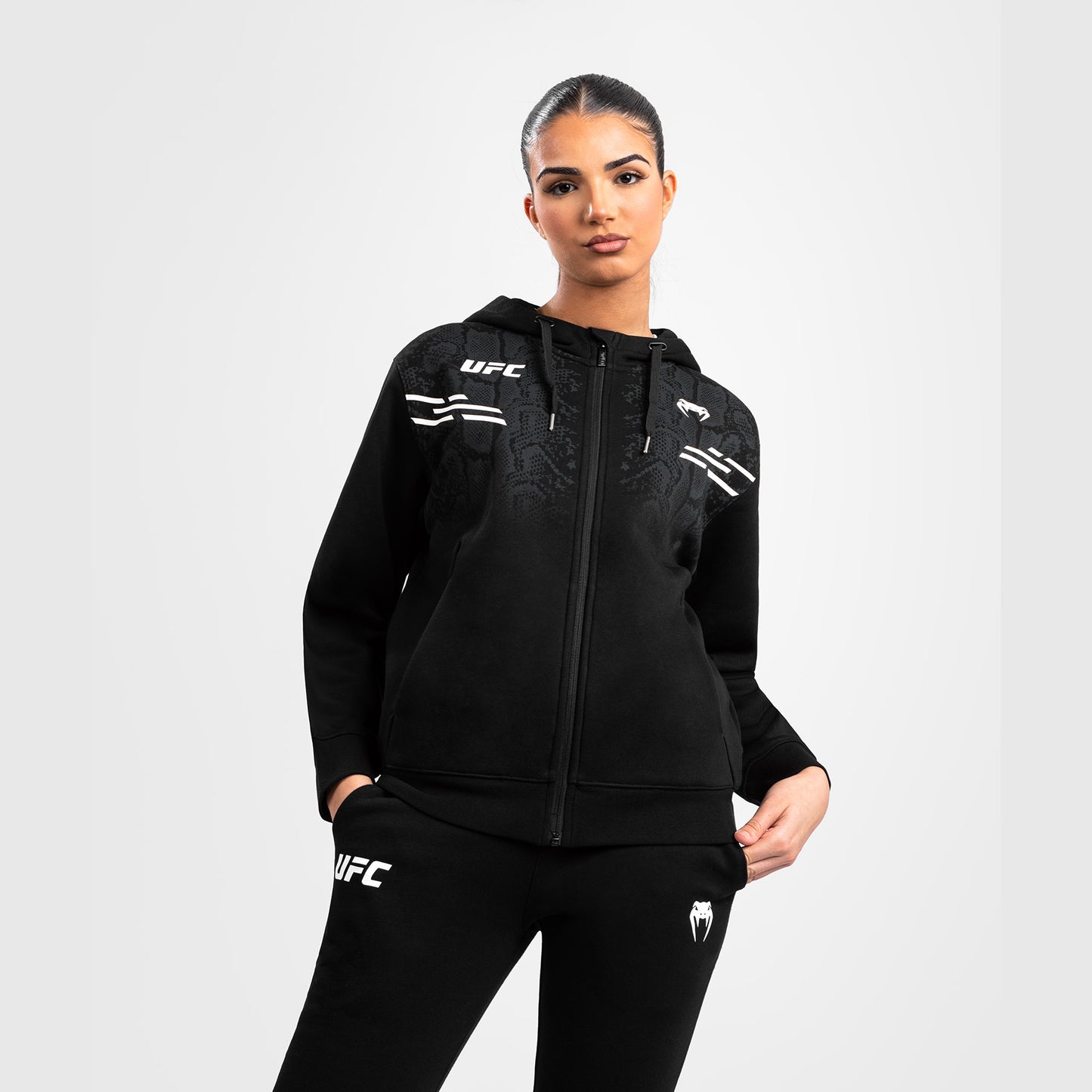 UFC Adrenaline by Venum Replica Felpa con Cappuccio e Zip da Donna - Nero