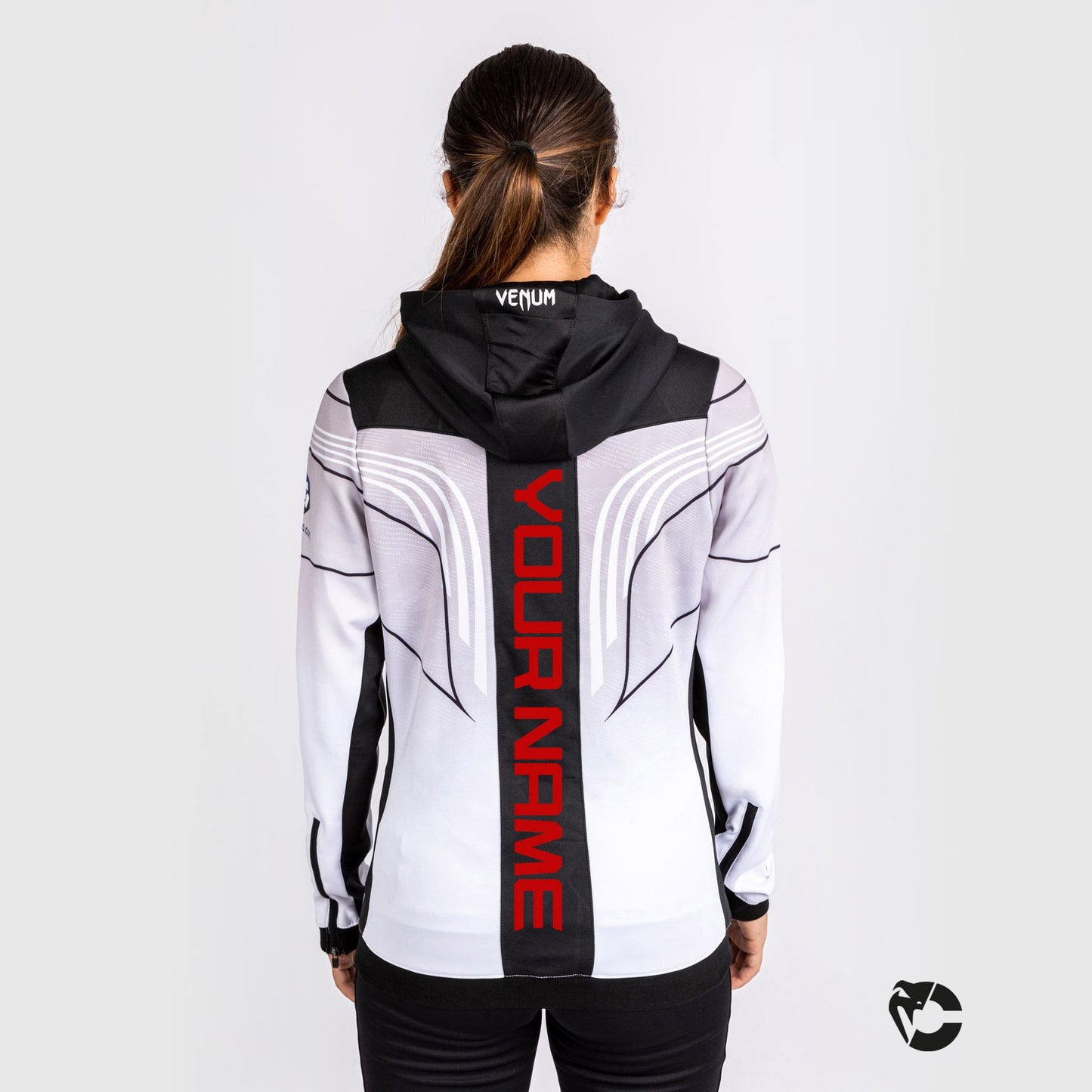Felpa con cappuccio UFC Venum personalizzata Authentic Fight Night 2.0 Donna - Bianco