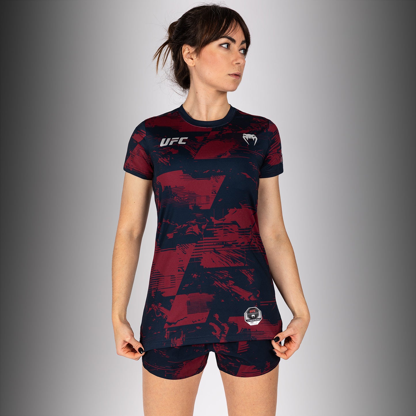 UFC Zenith by Venum Authentic Fight Week T-shirt maniche corte Performance Donna - Blu navy/Bordeaux/Argento