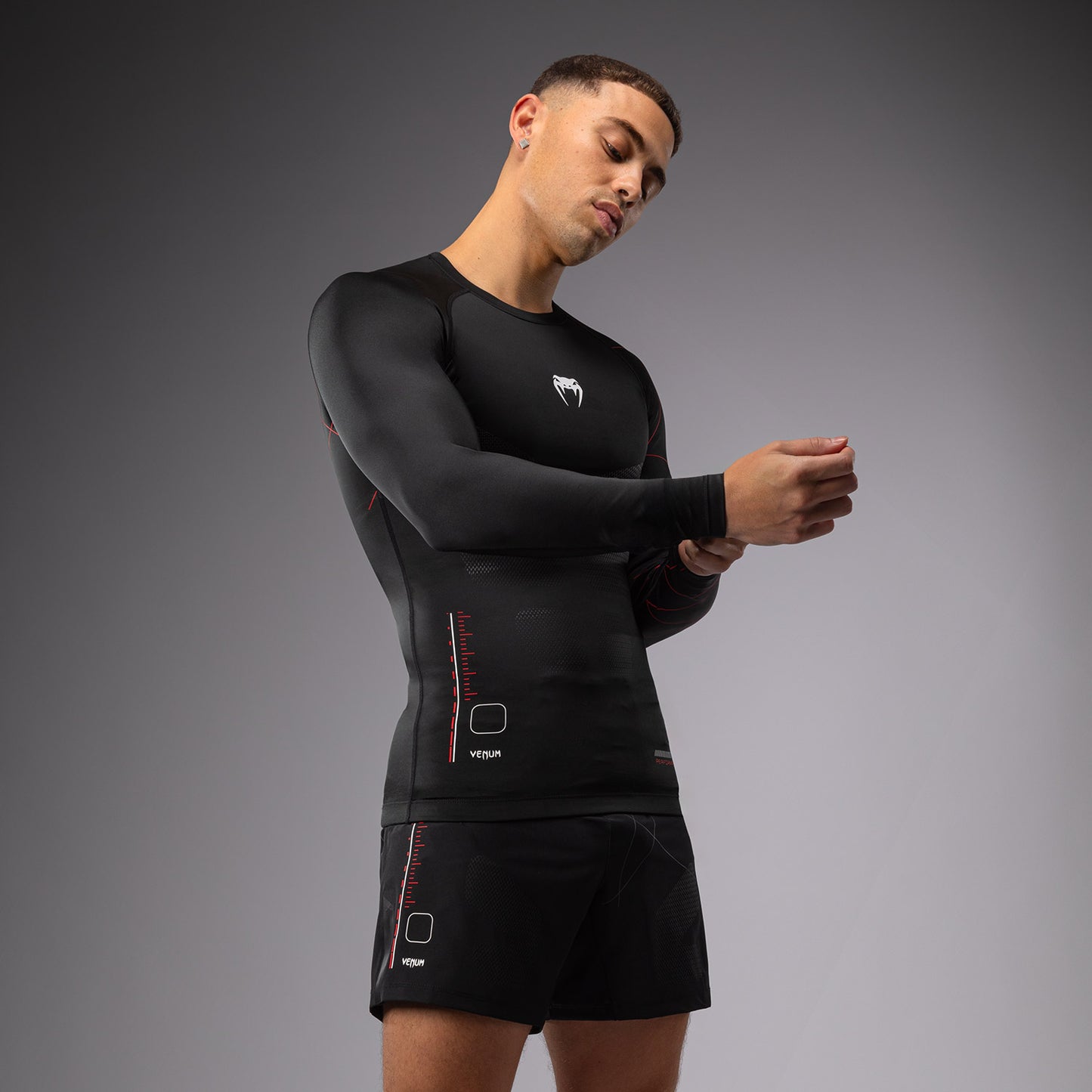 Venum Tactical XT Rashguard a maniche lunghe - Nero/Rosso Fuoco