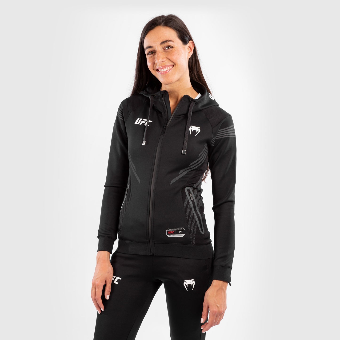 Felpa Con Cappuccio Walkout Donna Personalizzata UFC Venum Authentic Fight Night - Nero