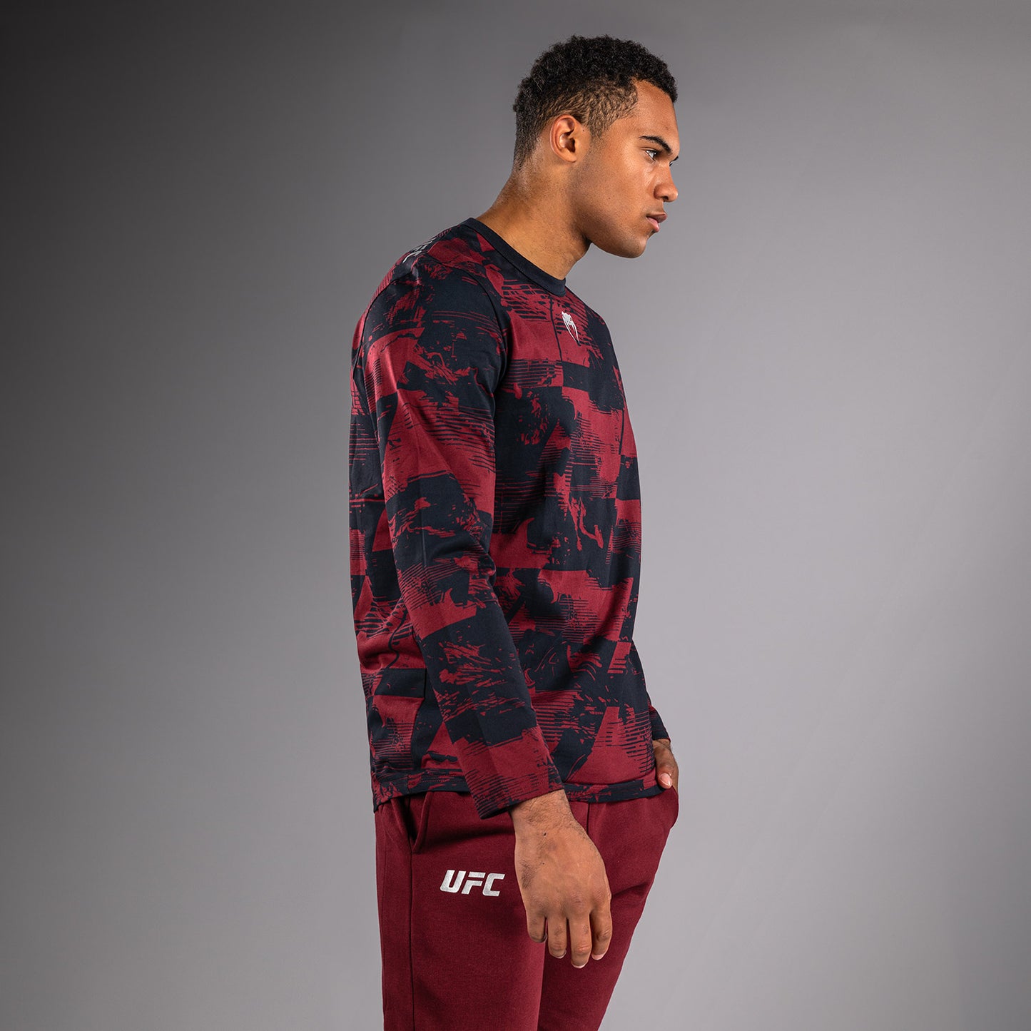 UFC Zenith by Venum Authentic Fight Week T-shirt maniche lunghe Uomo - Blu navy/Bordeaux/Argento