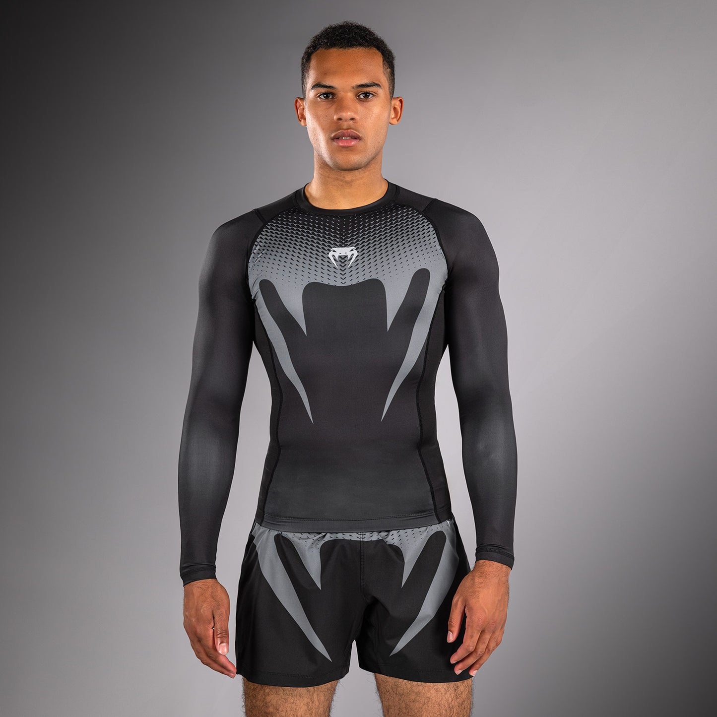 Venum No Gi Rashguards - Nero/Grigio Argento