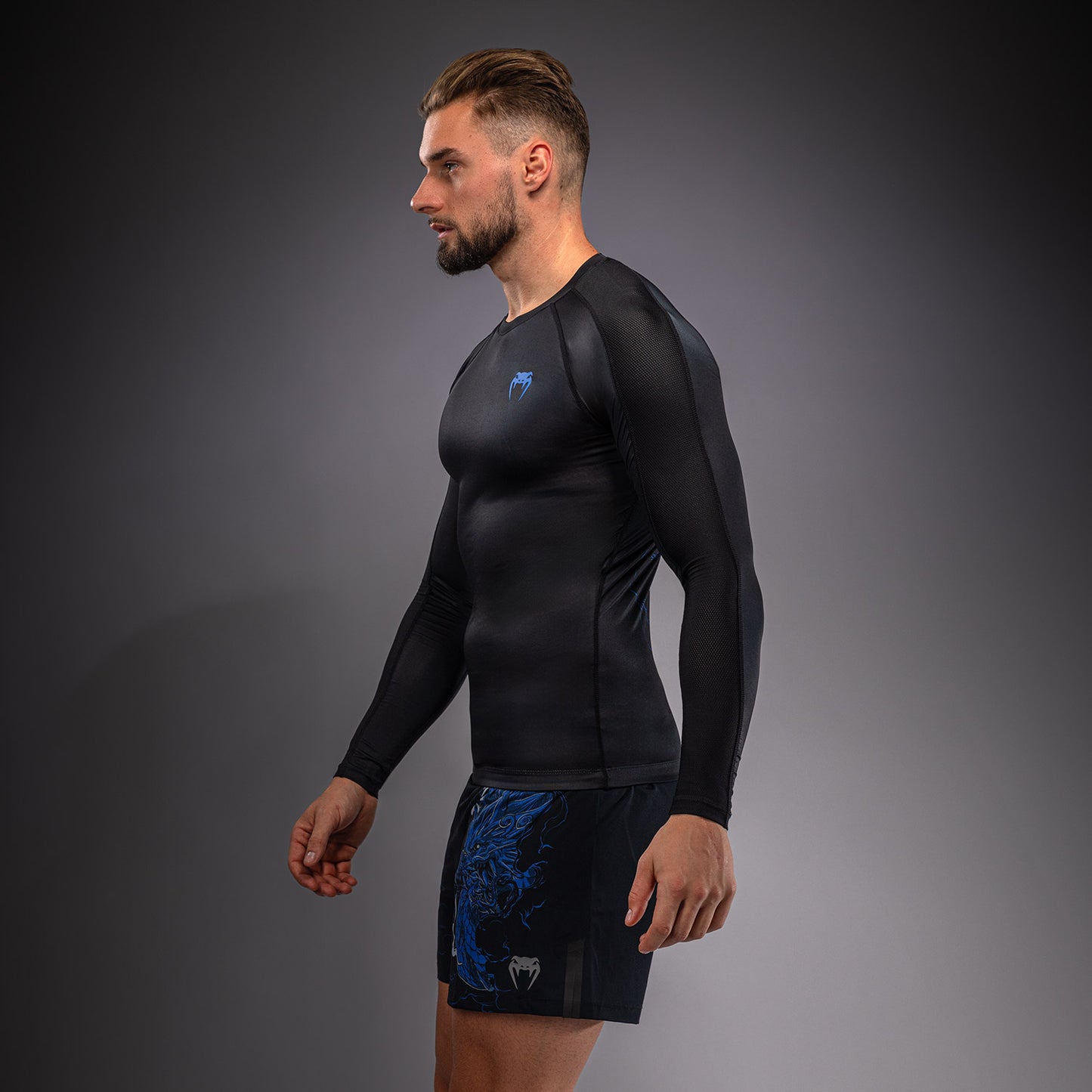 Venum Thunder Dragon Rashguard a Maniche Lunghe – Nero/Blu Reale