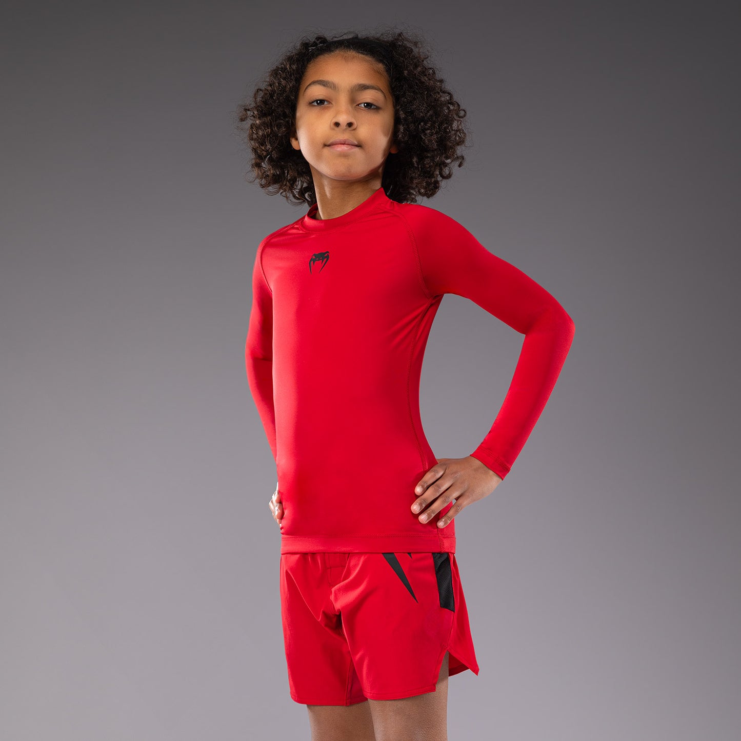 Venum Contender Rashguards per Bambini Maniche Lungh - Rosso Ciliegia