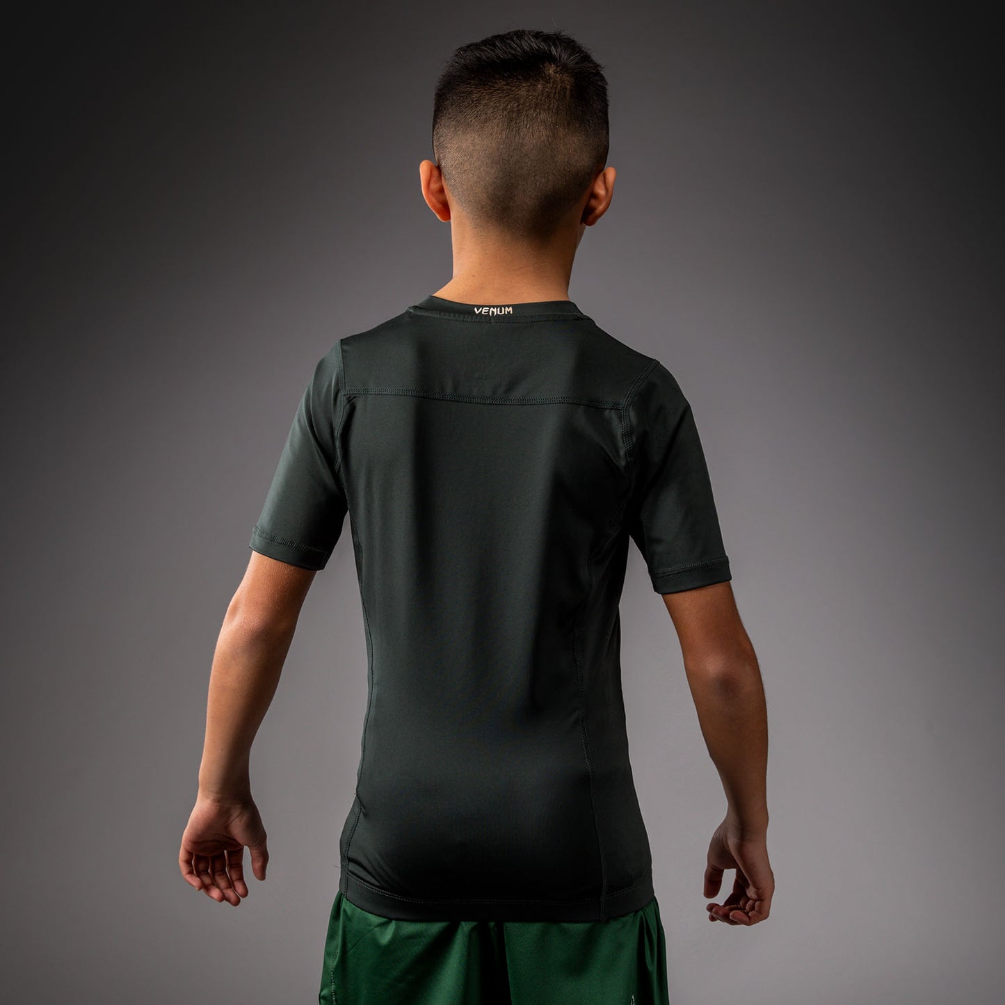Venum Attack Rashguard a maniche corte per bambini - Verde foresta/ Bianco sporco