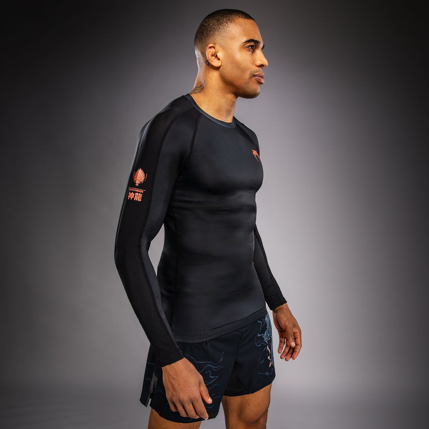 Venum Thunder Dragon Rashguard a Maniche Lunghe – Nero/Grigio/Rame