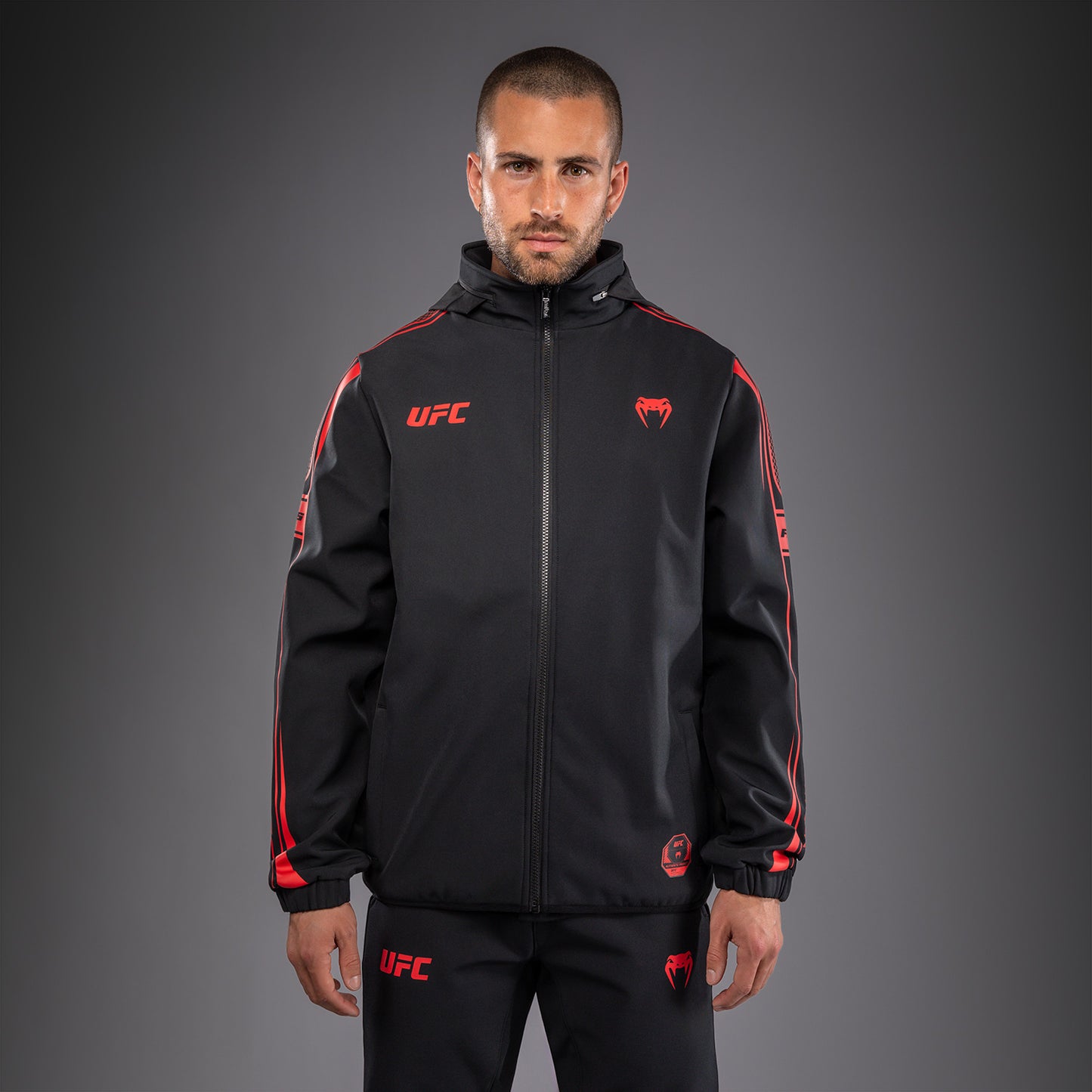 Venum UFC Unity by Venum Authentic Fight Week Felpa con Cappuccio e Zip da Uomo - Nero