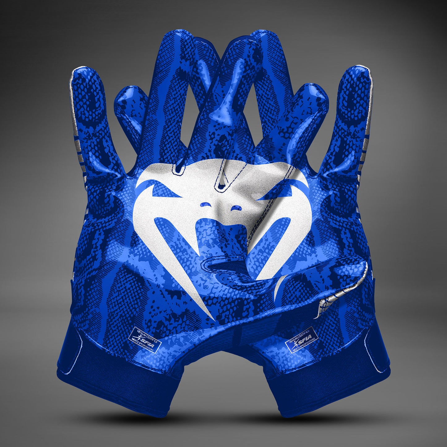 Venum Elite Guanti da football - Blu reale/Argento