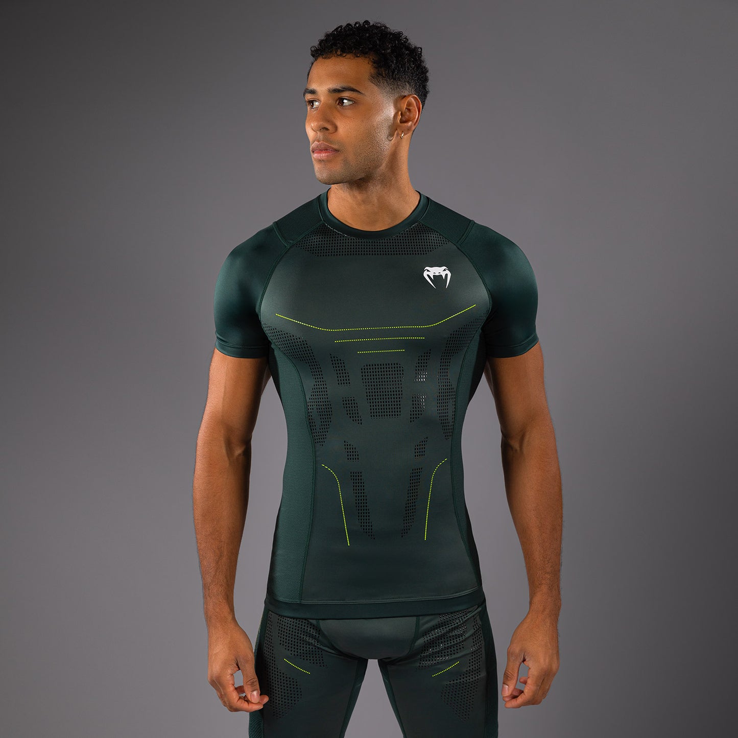 Venum Technical 3.0 Rashguard a Maniche Corte - Verde Foresta