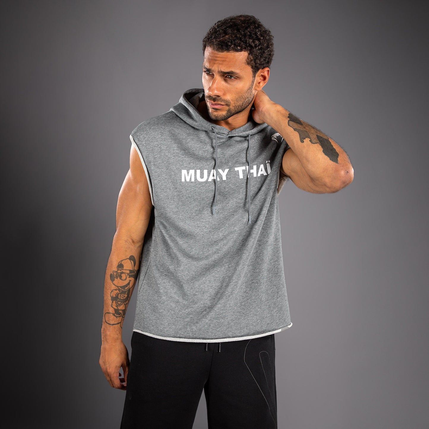 Venum Muay Thai VT Felpa con Cappuccio Senza Maniche – Grigio Mélange