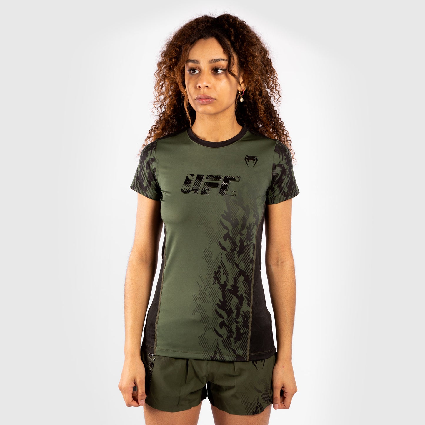Venum UFC Authentic Fight Week T-shirt Performance a Maniche Corte da Donna – Kaki