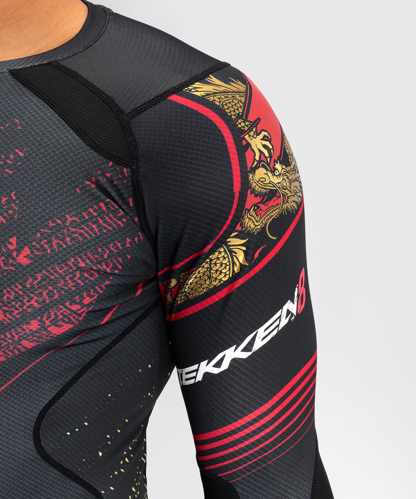 Venum x TEKKEN 8 - Marshall Law Rashguard - Nero/Rosso/Oro