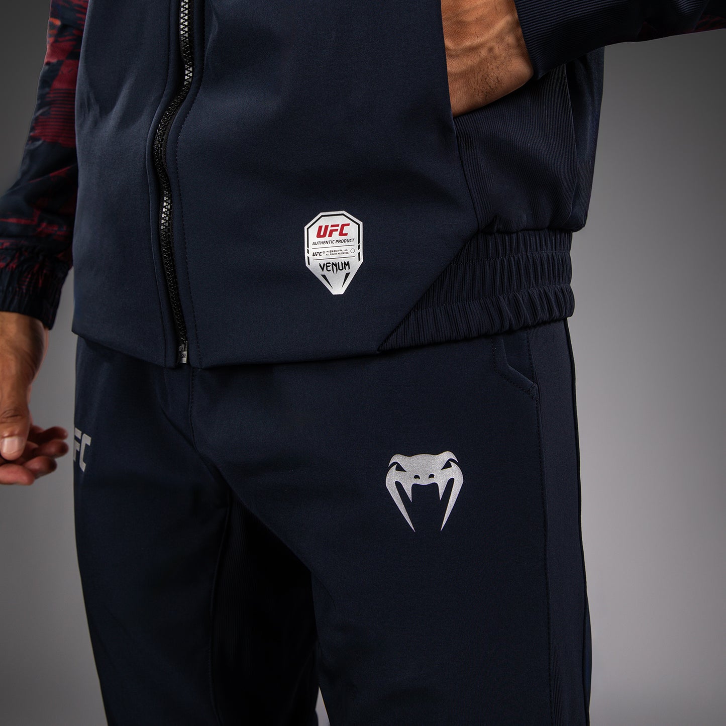 UFC Zenith by Venum Authentic Fight Week Felpa con zip Uomo - Blu navy/Bordeaux/Argento