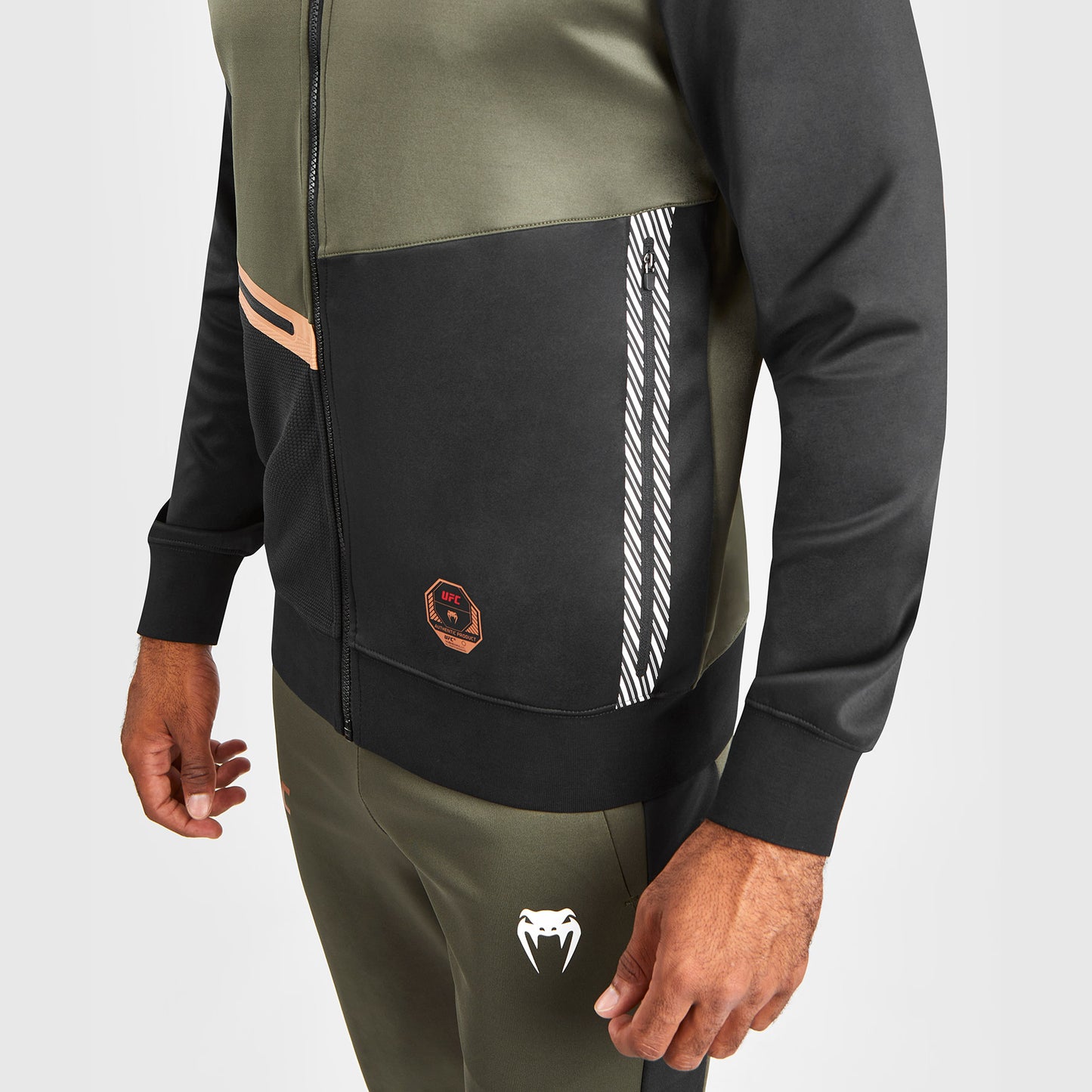 UFC Adrenaline by Venum Fight Week Felpa con cappuccio e zip da Uomo - Khaki/Bronzo