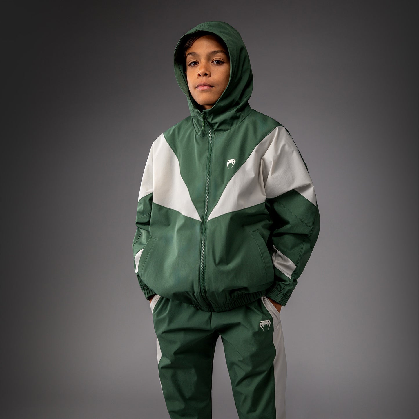 Venum Vectra Giacche da Track per Bambini – Verde Foresta/ Bianco Sporco