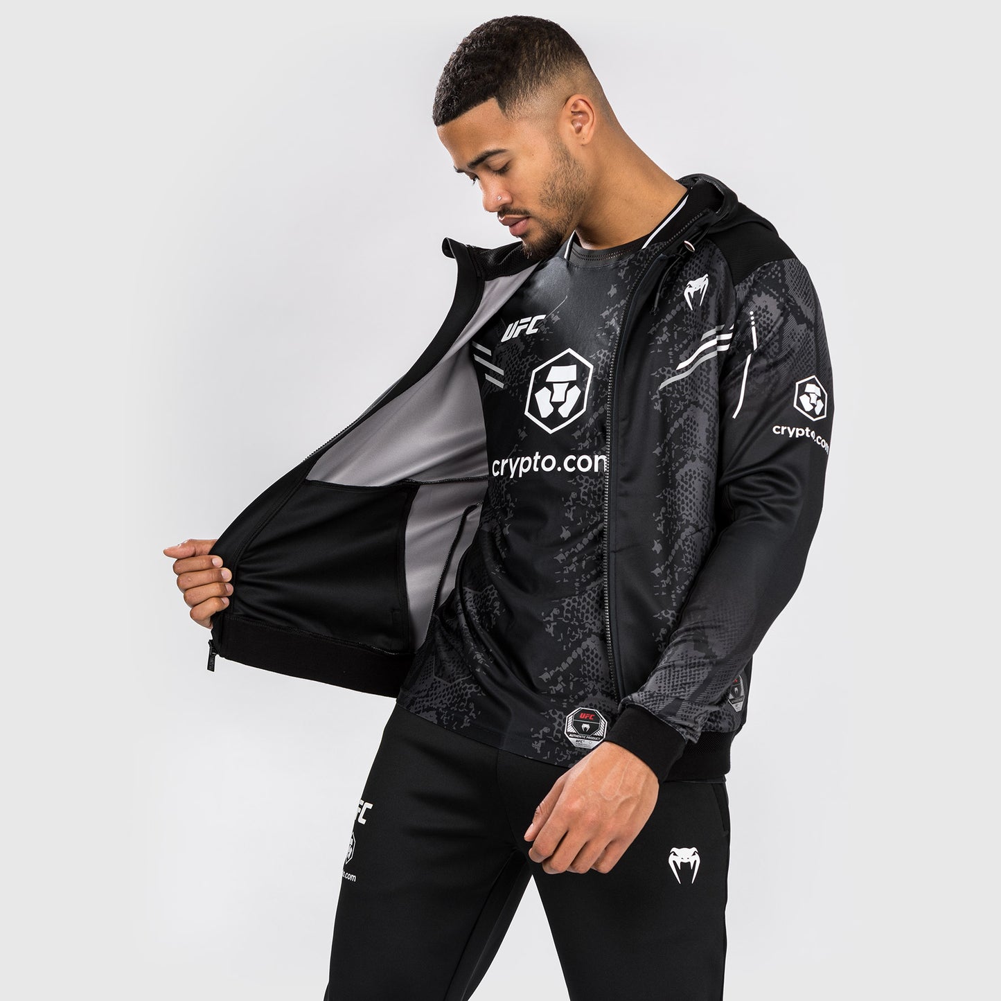 UFC Adrenaline by Venum Authentic Fight Night Felpa con cappuccio Walkout da Uomo - Nero