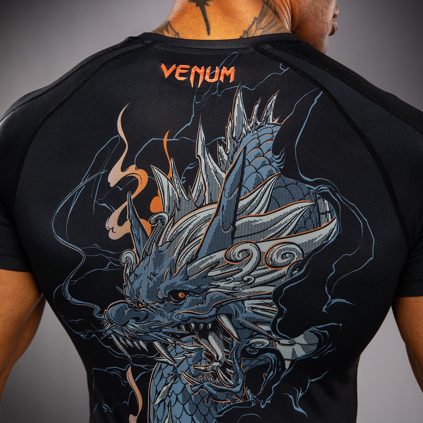 Venum Thunder Dragon Rashguard a Maniche Corte – Nero/Grigio/Rame